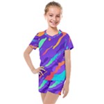 Multicolored Abstract Background Kids  Mesh T-Shirt and Shorts Set