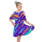 Multicolored Abstract Background Kids  Shoulder Cutout Chiffon Dress
