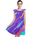 Multicolored Abstract Background Tie Up Tunic Dress