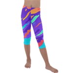 Multicolored Abstract Background Kids  Lightweight Velour Capri Leggings 