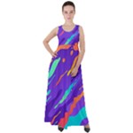 Multicolored Abstract Background Empire Waist Velour Maxi Dress