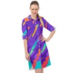 Multicolored Abstract Background Long Sleeve Mini Shirt Dress