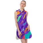 Multicolored Abstract Background Sleeveless Shirt Dress