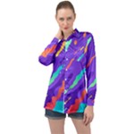 Multicolored Abstract Background Long Sleeve Satin Shirt