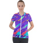 Multicolored Abstract Background Short Sleeve Zip Up Jacket