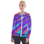 Multicolored Abstract Background Velvet Zip Up Jacket