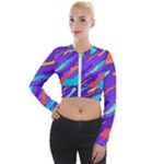 Multicolored Abstract Background Long Sleeve Cropped Velvet Jacket