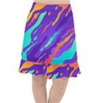 Multicolored Abstract Background Fishtail Chiffon Skirt