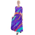 Multicolored Abstract Background Half Sleeves Maxi Dress