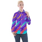 Multicolored Abstract Background Women s Long Sleeve Pocket Shirt