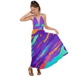 Multicolored Abstract Background Backless Maxi Beach Dress