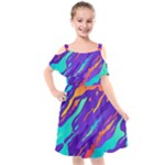 Multicolored Abstract Background Kids  Cut Out Shoulders Chiffon Dress