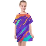 Multicolored Abstract Background Kids  One Piece Chiffon Dress