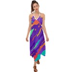 Multicolored Abstract Background Halter Tie Back Dress 