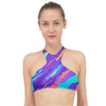 Multicolored Abstract Background High Neck Bikini Top