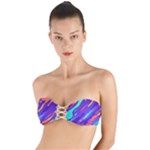 Multicolored Abstract Background Twist Bandeau Bikini Top