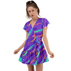 Flutter Sleeve Wrap Dress 