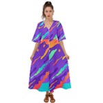 Multicolored Abstract Background Kimono Sleeve Boho Dress