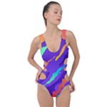 Multicolored Abstract Background Side Cut Out Swimsuit