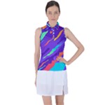 Multicolored Abstract Background Women s Sleeveless Polo T-Shirt