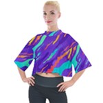 Multicolored Abstract Background Mock Neck T-Shirt