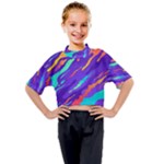 Multicolored Abstract Background Kids Mock Neck T-Shirt