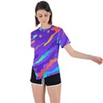 Multicolored Abstract Background Asymmetrical Short Sleeve Sports T-Shirt