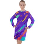 Multicolored Abstract Background Long Sleeve Hoodie Dress