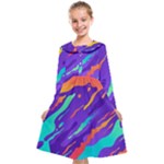 Multicolored Abstract Background Kids  Midi Sailor Dress