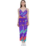 Multicolored Abstract Background V-Neck Camisole Jumpsuit