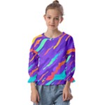 Multicolored Abstract Background Kids  Cuff Sleeve Top