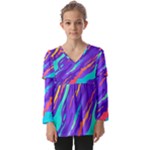 Multicolored Abstract Background Kids  V Neck Casual Top