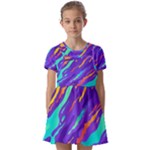 Multicolored Abstract Background Kids  Short Sleeve Pinafore Style Dress