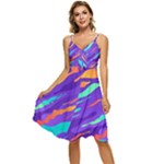 Multicolored Abstract Background Sleeveless Tie Front Chiffon Dress