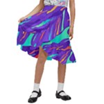 Multicolored Abstract Background Kids  Ruffle Flared Wrap Midi Skirt