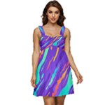 Multicolored Abstract Background Ruffle Strap Babydoll Chiffon Dress