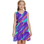 Multicolored Abstract Background Kids  Sleeveless Tiered Mini Dress