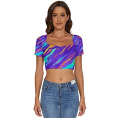 Short Sleeve Square Neckline Crop Top  