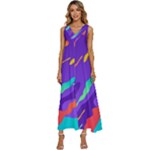 Multicolored Abstract Background V-Neck Sleeveless Loose Fit Overalls
