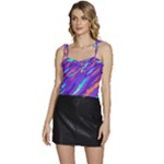 Multicolored Abstract Background Flowy Camisole Tie Up Top