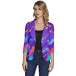 Multicolored Abstract Background Women s One-Button 3/4 Sleeve Short Jacket