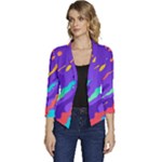 Multicolored Abstract Background Women s Casual 3/4 Sleeve Spring Jacket