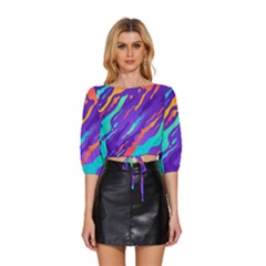 Mid Sleeve Drawstring Hem Top 