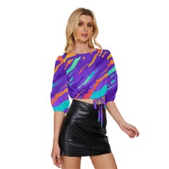 Mid Sleeve Drawstring Hem Top 