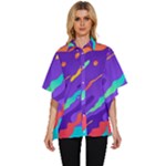 Multicolored Abstract Background Women s Batwing Button Up Shirt