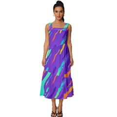 Square Neckline Tiered Midi Dress 