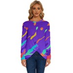 Multicolored Abstract Background Long Sleeve Crew Neck Pullover Top