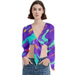Multicolored Abstract Background Trumpet Sleeve Cropped Top