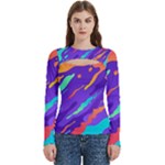 Multicolored Abstract Background Women s Cut Out Long Sleeve T-Shirt