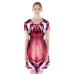 Tiger Design Short Sleeve V-neck Flare Dress